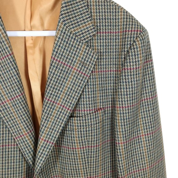 Vintage BROOK TAVERNER 42L Saxony Supreme Wool Houndstooth Blazer Sport Coat - Picture 4 of 11
